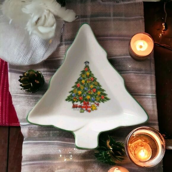 Mt Clemens Pottery Candy Dish Ceramic Tray Nut Bowl Vintage Japan Christmas Tree - Picture 12 of 15